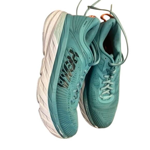 Hoka One One women's Bondi 7 Blue Teal size 7 running shoes elevated comfy walk - Picture 4 of 10